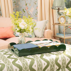 Large Olive Scalloped Lacquer Tray