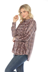 Johnny Was Workshop Plaid Chloe Oversized Shirt Tunic W27523 Boho Chic