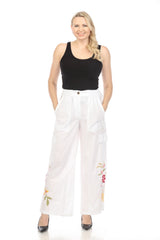 Johnny Was Workshop Malory Drawstring Hem Cargo Pants Boho Chic W61624 *