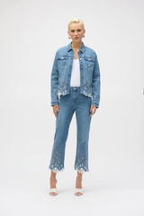 Joseph Ribkoff Denim Medium Blue Embroidered Jacket 252911