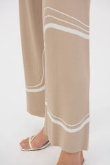 Joseph Ribkoff Dune/Ecru Wavy Stripes High Waist Wide Leg Pants 252931