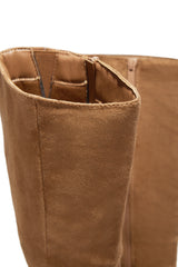 Hudson Wide Fit Platform Block Heel Boots - Camel Suede