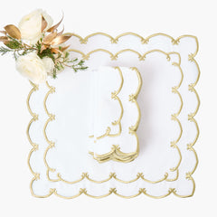 White & Gold Amanda Napkins (Set of 4)