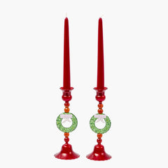 Wreath Glass Candle Holders (Pair)
