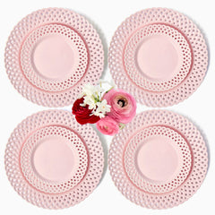 Pink Basketweave Dinner & Starter Plates (Set of 8)