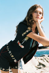 'Vongole!' Cabana ~ Crop Cut (Navy)