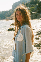 'Sand Dollar Stimulus' ~ Relaxed Crop Cut (Blue)