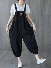 Cropped Hemp Overall Dungarees - Elastic Cuff Design