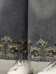 Women's Spring and Autumn Embroidered Printed Bottom