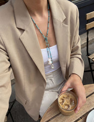 Turquoise and Pyrite Ombre Classic Gemstone Lariat