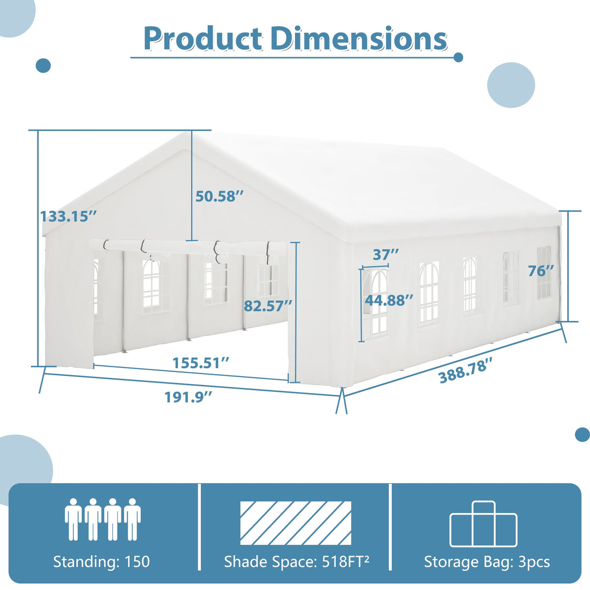 16x32 ft Heavy-Duty Party Tent | Outdoor Canopy Gazebo with Removable Sidewalls