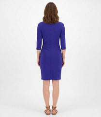 Petite Size 3/4 Sleeve Cascade Wrap Dress