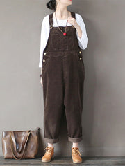 Corduroy Bib Overalls - Adjustable Strap Dungarees