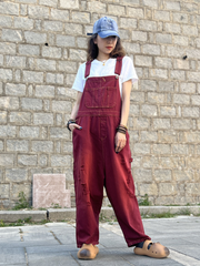 Elegant Distressed Denim Overalls for Women with Pockets - Eva Trends