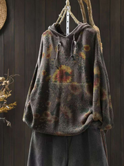 Women's Classic Everyday Wear Hooded Floral Printed Sweater