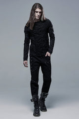 Black Cross Decoration Ripped Men's Steampunk Pants