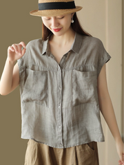 Women's Summer Cool Casual Wear Double-Pocket Loose Top