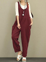 Fat Plus Size Women's Loose Casual Pants Bib Trousers