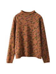 Stylish Women's Floral Knitted Loose Sweater | Eva Trends