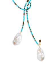 Turquoise and Pyrite Ombre Classic Gemstone Lariat