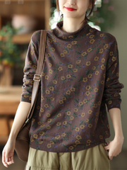 Stylish Women's Floral Knitted Loose Sweater | Eva Trends