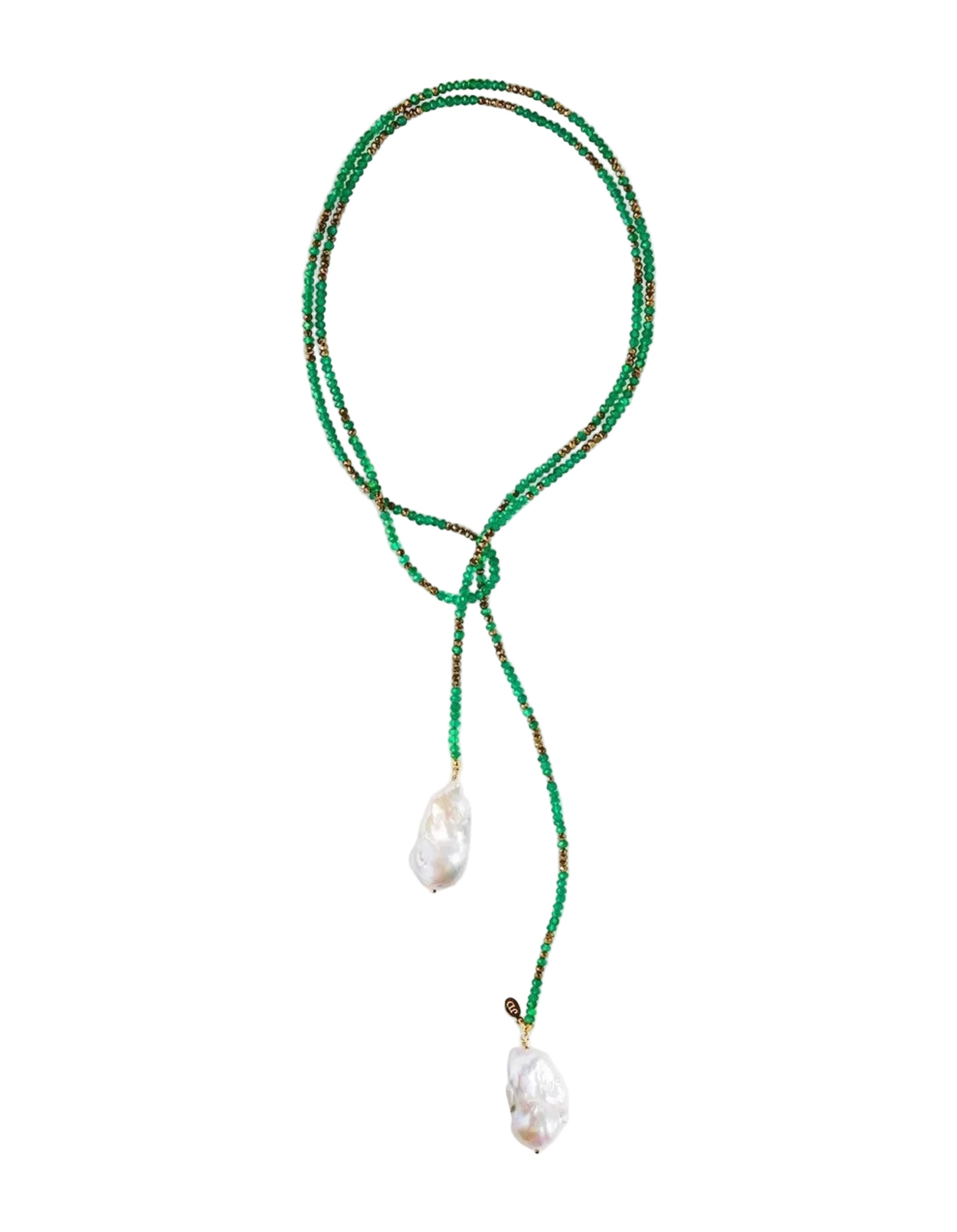 Green Onyx and Pyrite Ombre Classic Gemstone Lariat