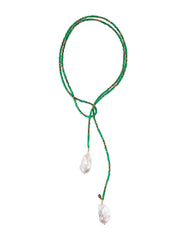 Green Onyx and Pyrite Ombre Classic Gemstone Lariat