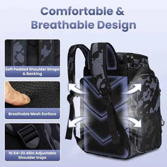 42L Fishing Tackle Backpack with Rod Holders – 16 Pockets, Divider, Water-Resistant, Camo