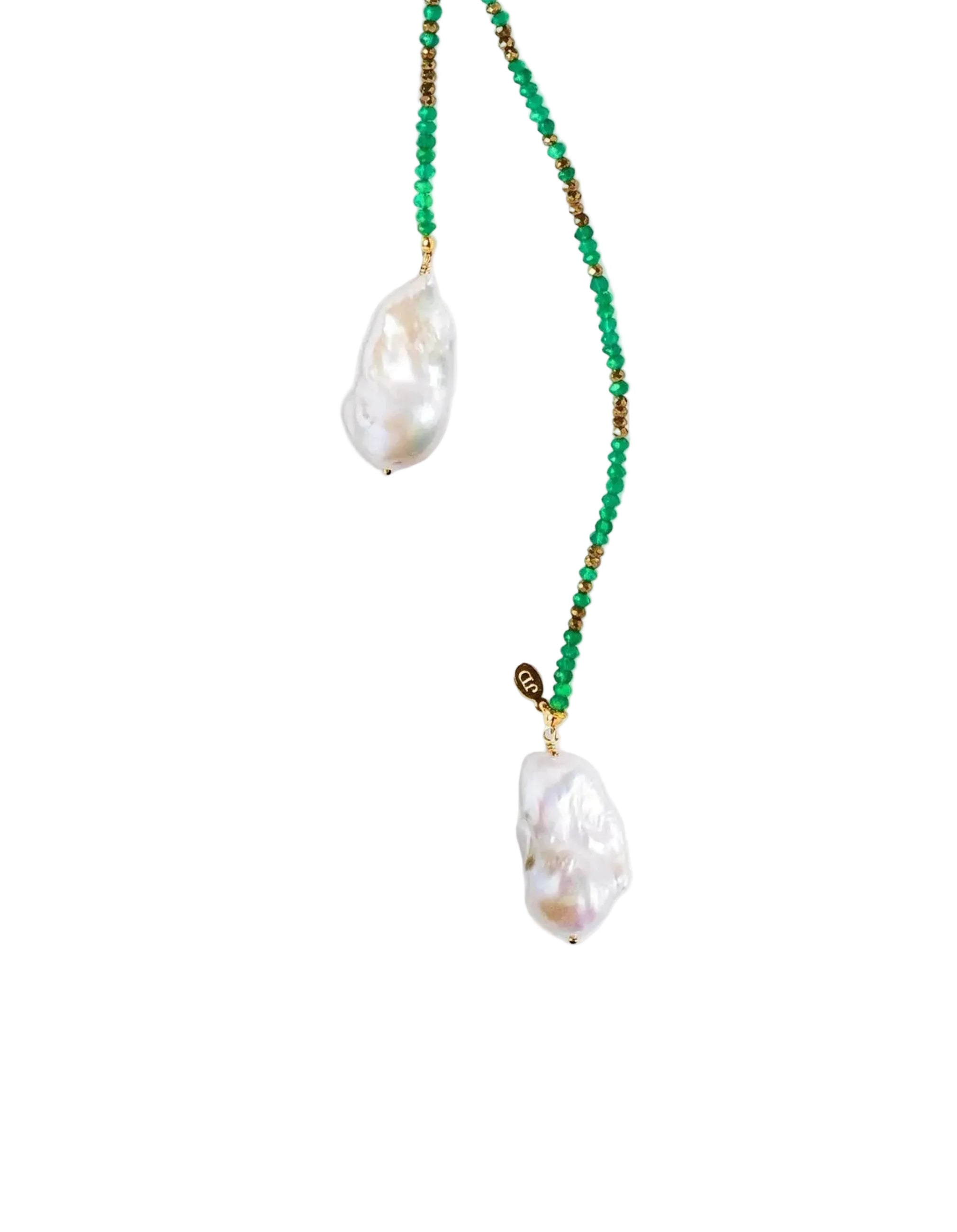 Green Onyx and Pyrite Ombre Classic Gemstone Lariat