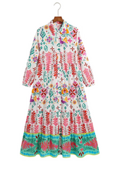 Women's Summer Long Sleeves Printed Smock Dress | Eva Trends
