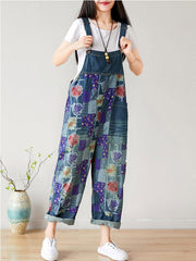 Patchwork Floral Cotton Overall Dungarees