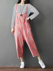 Floral Printed Denim Overalls - Casual Comfort | Eva Trends