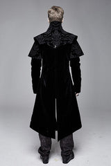 Black Hand Embroidered Cape Collar Velveteen Gothic Mens Coat