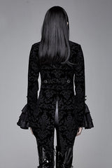 Black Gothic Lotus Leaf Corsage False Two Piece Womens Swallow Tailed Coats