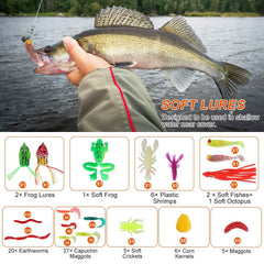 375-Piece Fishing Lure & Bait Kit with 2-Layer Tackle Box