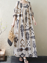 Women's  Summer Beautiful Ethnic Style Printed  Kaftan Dress
