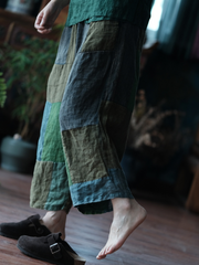 Women' s Summer Trendy Casual Retro Patchwork Loose Bottom