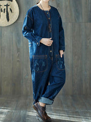 Stylish Retro Women's Denim Dungarees | Eva Trends