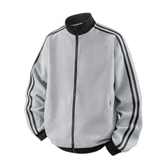 Men's Striped Waffle-Knit Retro Sports Jacket
