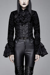 Black Gothic Lotus Leaf Corsage False Two Piece Womens Swallow Tailed Coats