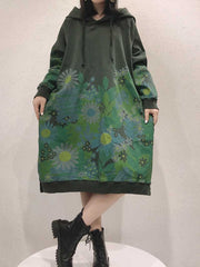 Chic Floral Women Hooded Midi Sweater Dress | Eva Trends