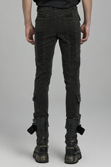 Black Multi-pockets Pleated Men's Punk Pants