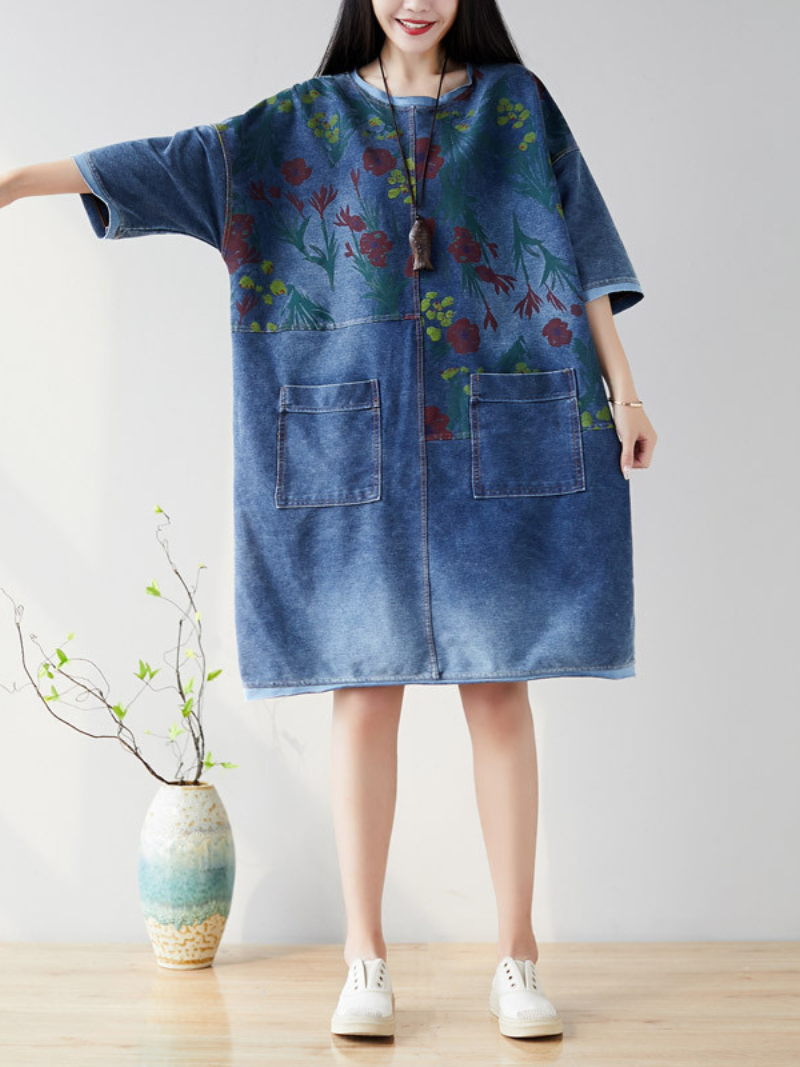 Women's  Summer Casual & Soft Floral Large Pockets Midi Dress
