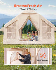 4–6 Person Inflatable Glamping Tent – Easy 15-Min Setup with Hand Pump & Carry Bag | Beige