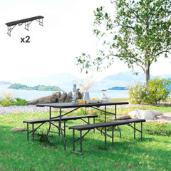 6 FT Folding Camping Bench Set of 2 | 529 lb Capacity, HDPE Top with Carry Handle