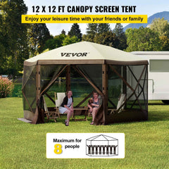 6-Sided Pop-Up Gazebo Screen Tent | Mesh Canopy Shelter for Camping & Backyard