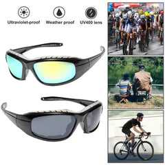 2-Pack Motorcycle Riding Glasses | UV400, Wind Resistant, Foam Padded