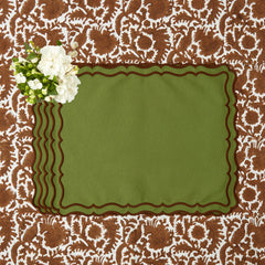 Green & Chocolate Katherine Placemats (Set of 4)