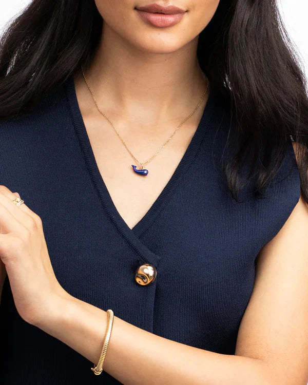 Lapis Migrating Whale Charm Necklace