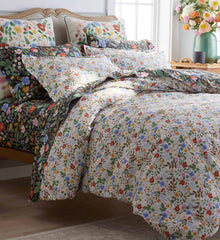 Percale Duvet Cover - Strawberry Fields White